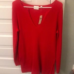 Anthropologie Red M Oversized Knit Sweater